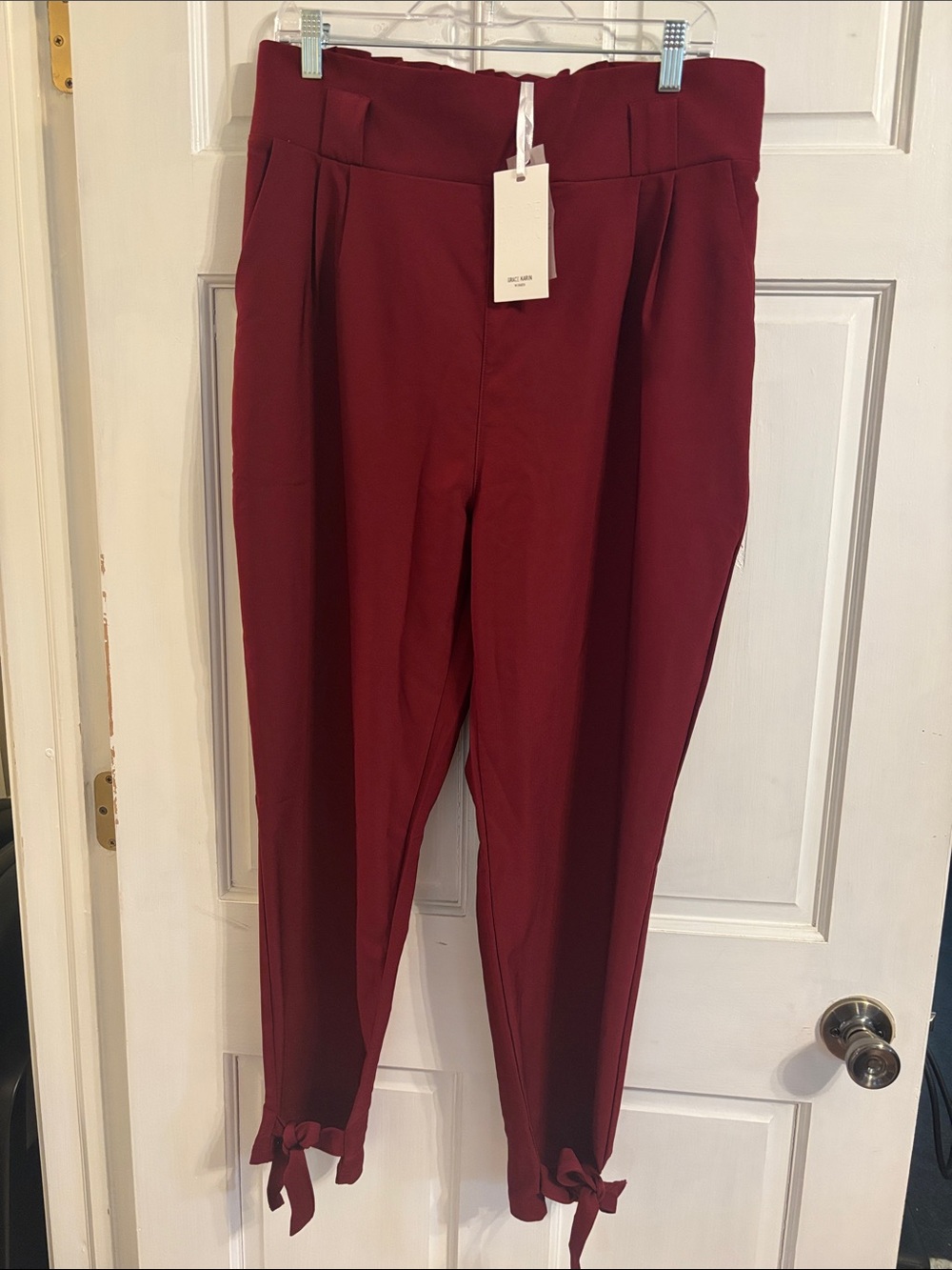Grace Karin Burgundy Tie-Hem Chinos